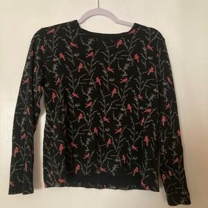 Croft & Barrow Black Top with Red Bird Design